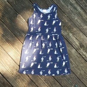 Blue dress with Kitty cats with sunglasses on